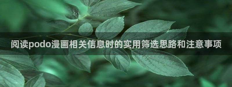 漫蛙漫画最新网页入口:阅读podo漫画相关信息时的实用筛选思路和注意事项